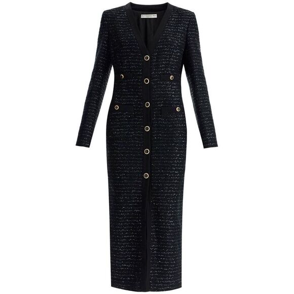 ALESSANDRA RICH Long Tweed Button-Front Dress Women BLACK Dresses - Picture 4 of 4
